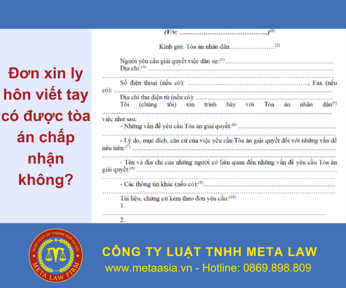 Đơn xin ly hôn viết tay có được tòa án chấp nhận không?